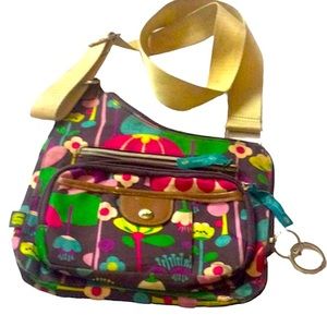 🌞 Lily Bloom floral shoulder handbag purse plentiful pockets inside & out